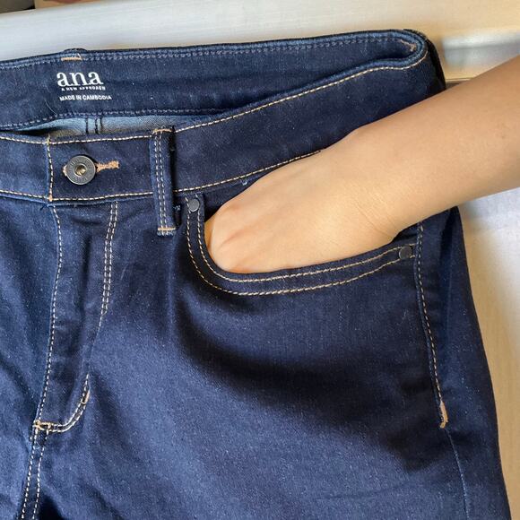 Ana Women Skinny Jeans size 12 US Dark Blue Mid Rise Stretch Boot Cut - Picture 7 of 11